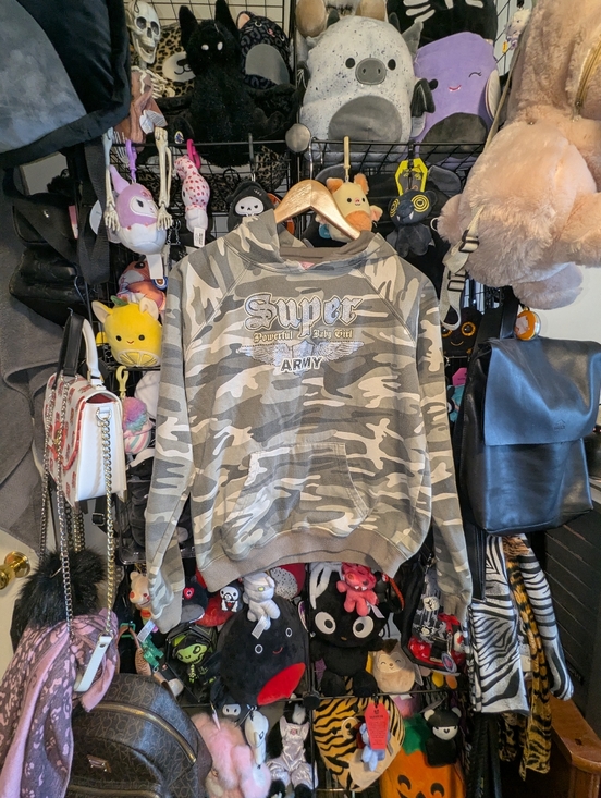 Vintage Tops - Y2K Camo Baby Girl Army Hoodie Glitter Graphic